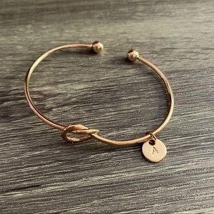 Rose Gold Monogram initial A Knot Bracelet